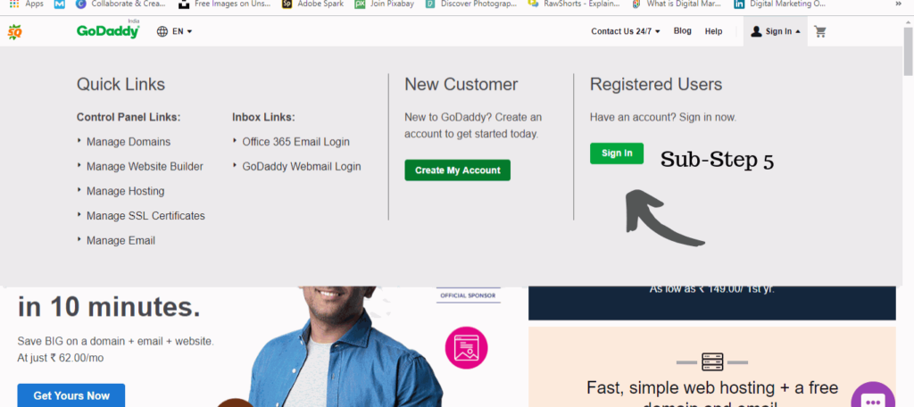 How to create a account in godaddy